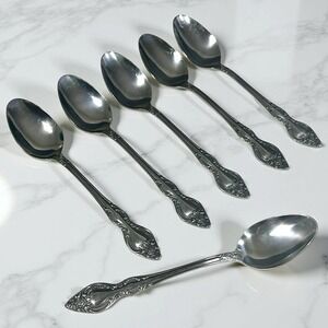 VTG Stanley Roberts Rogers Lisette Teaspoons Stainless Rose Floral Japan Set‎ 6